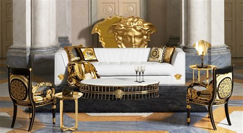 versace home collection 2014|living room with Versace painting.